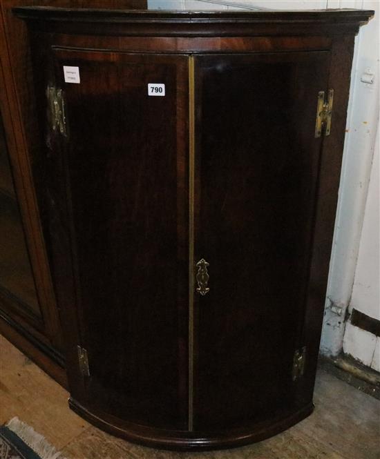 George III bowfront corner cabinet